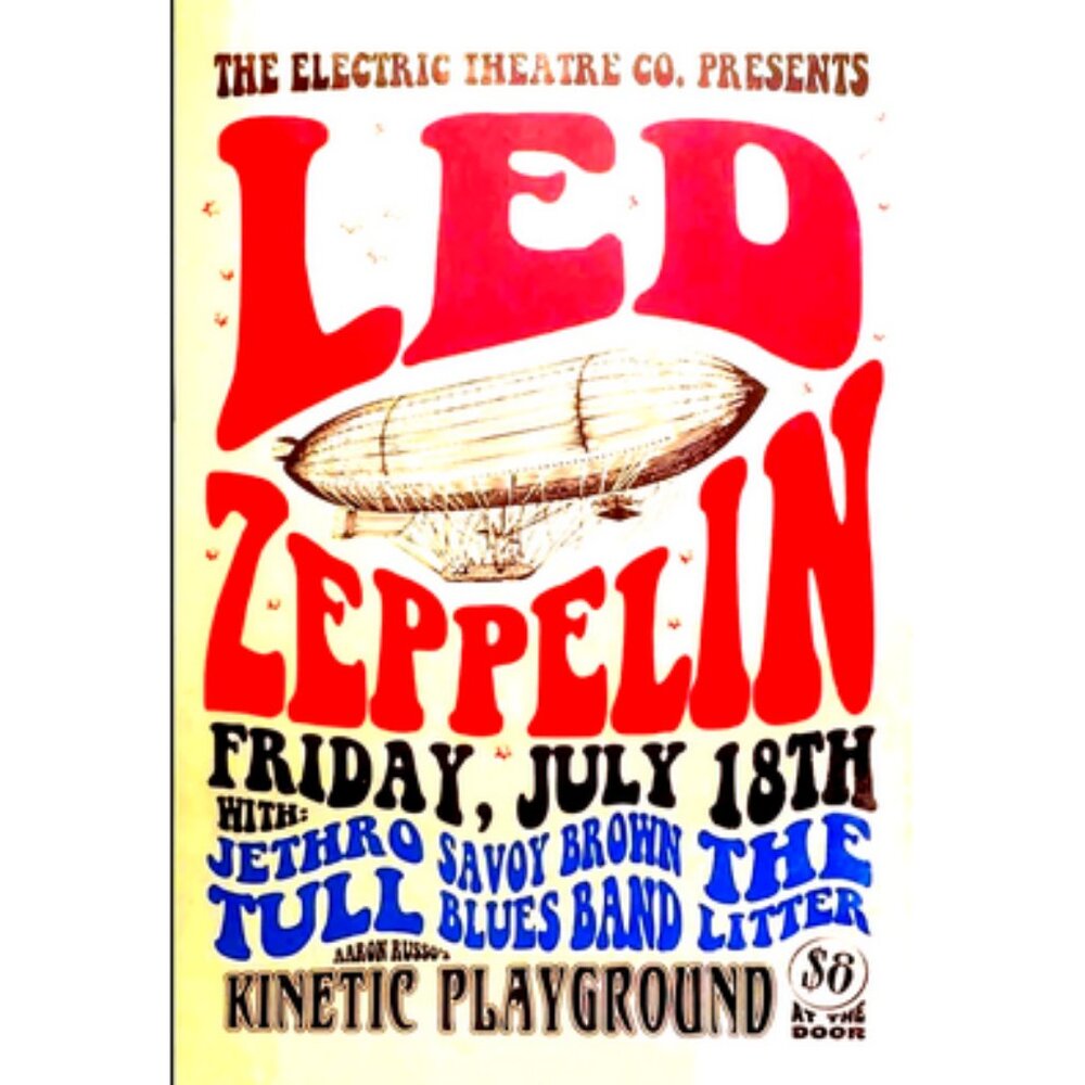 Led Zepplin 1969 Concert Poster 13"x19"